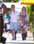 "Glee" actress has breakfast with her boyfriend Alex Pettyfer at the Beverliz Cafe in Beverly Hils.